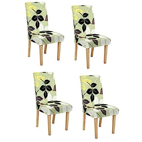 Image of Cortina Dining Chair Slipcovers | Anti Slip Chair Cover | Leaf Print, Removable & Easy Wash | Universal Fit Super Soft Stretchy Polyester Spandex | Living Room, Kitchen, Hall | Pack of 4, Pista