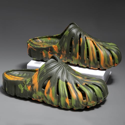Image of Monstera Slippers, Variegated Monstera Shoes, Non-Slip Soft Lightweight Bathroom Slides Unisex