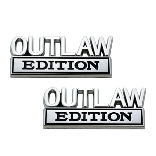 Image of 2Pc Outlaw Edition Emblem 3D Badge Stickers with Double Tape for Cars, Trucks, Motorcycles, Boats (Chrome Black)