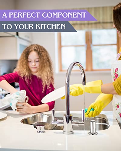 Hoanmpy Chrome Soap Dispenser For Kitchen Sink, Built In, Stainless Steel Pump Set For Dish Soap Or Lotion, Refill From The Top, Kitchen Sink Soap Dispenser For Countertop，17 Oz thumb #1