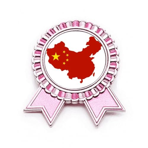 Broche carte de la Chine en métal rose idée cadeau de taille M