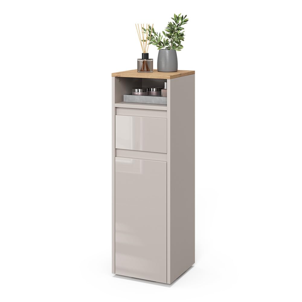 Vicco Szafka Midi "Majest", Kaszmir, 30.2 x 96.3 cm | z szufladą i drzwiami, pour le rangement des accessoires de salle de bain et combinable
