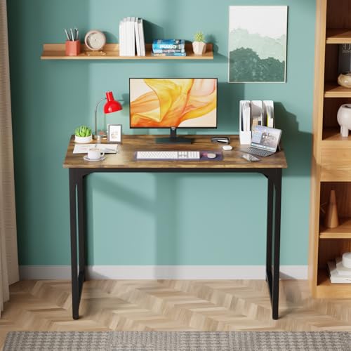 Image of PayLessHere 32 /39 /47 inch Computer Desk Study Writing Table, Adjustable feet, Modern Furniture for Home Office (1, Vintage, 39 inch)