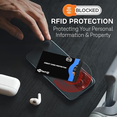 Image of SaiTech IT RFID Blocking Sleeves, Set of 12 Color Coded Secure Envelopes for Credit & Debit Cards, Anti-Theft Protection, Ultra-Slim Travel Essential - Black