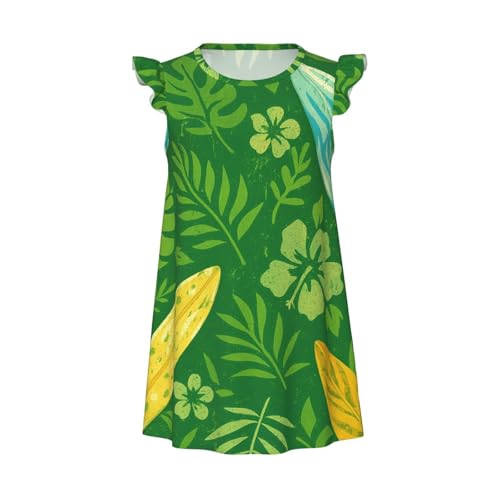 Augenstern Flutter Sleeve Nightgown Pajama Gown Hawaiian Aloha Floral Easy Pull-On Sleepwear Nightdress