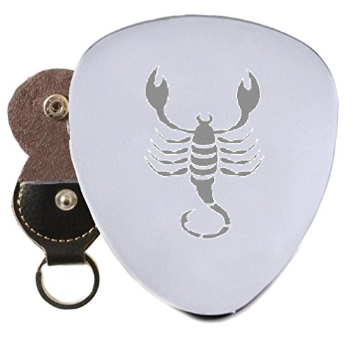 Scorpio Signe du zodiaque en acier médiator gravé en porte-clés support - Les Beatles, Paul McCartney, John Lennon, RIngo Starr, George Harrison Scorpio Signe du zodiaque en acier médiator gravé en porte-clés support