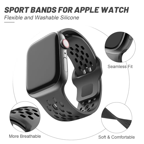 Image of VEMIGON Breathable Sport Band Compatible with Apple Watch 38mm 40mm 41mm 42mm 44mm 45mm 46mm 49mm, Soft Silicone Replacement Strap for iWatch Series 11 10 9 8 7 6 5 4 SE3 SE2 SE Ultra 3 2 1 (No Watch)