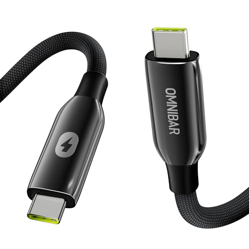 Omnibar Heavy Duty USB C Cable (3FT/Braided), USB C 3.2 Gen 2X2 Cable, 20Gbps Data Transfer, 4K Monitor Display, 240W USB C Charging Cable for iPhone 17/16/15, iPad, MacBook, CarPlay, Hub,Docking,SSDs