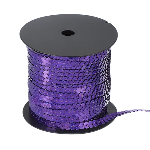 Sourcing Map Flaches Paillettenband Laser-Dunkelviolett 9,1 m