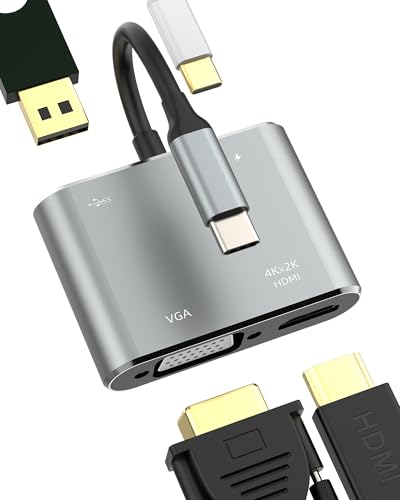 Adattatore C a VGA Multiporta4 in 1 per Apple iphone16 15 tipo C Porta Hub OTG 3.0 Type C Ricarica cavo per iPad AV Monitor Convertitore compatibile per Samsung MacBook Tablet Adattatori hdmi usb