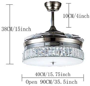 Miniatura 8 de Ventilador de techo de cristal de 36.1in con luces y mando a distancia, moderno invisible retráctil lámpara de 3 colores 3 velocidades LED