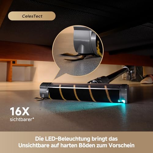 dreame R30 Kabelloser Staubsauger, Seitenbürste, für zahlreiche Flächen, Staubbeleuchtung, ohne Verheddern, 22,000PA / 190 AW Saugkraft, 90 Min. maximale Laufzeit, Filterung 99,9%