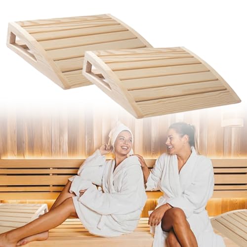 Poggiatesta sauna in legno [2 pezzi],Cuscino in Legno,poggiatesta ergonomico per sauna in legno,comodo e ampio poggiatesta sauna in legno,Rilassati in posizione reclinata,per a tutti i tipi di sauna