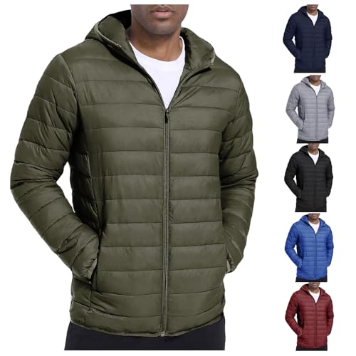 Men's Lightweight Packable Puffer Jacket, Baggy Quilted Down Hooded Puffy Coat Water-Resistant Warm Winter Jackets4