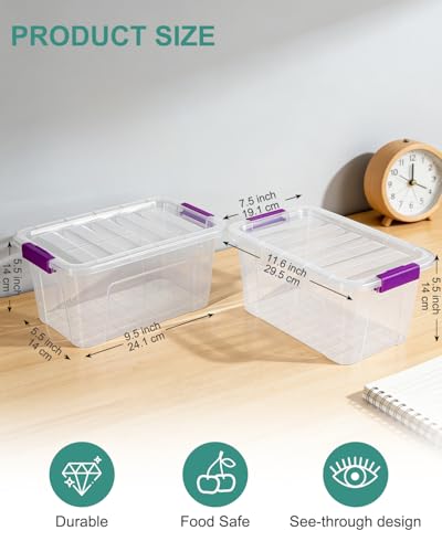 Image of EOENVIVS Clear Storage Bins with Lids 6 Pack, 7 Qt Stackable Storage Containers with Buckle Lock, Durable Plastic Containers & Storage Box Organizer for Pantry, Bathroom, Closet & Office Use