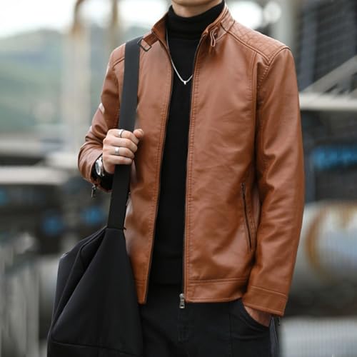 Chaqueta de cuero sintético vintage para hombre miniatura 2