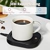 Mug Warmer with 4-Hour Auto Shut Off, 3 Temperature Settings, Frosted Black Rectangular Electric Beverage Heater, Borosilicate Glass Panel, 54-Inch Cord, Coffee Warmer for Desk, Tea Warmer