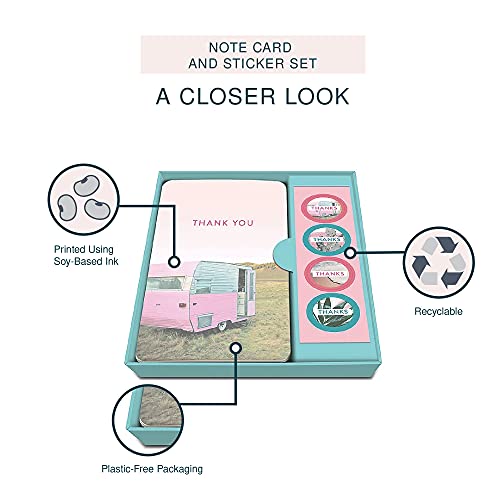 Image of Studio Oh! Closer Look Blank Thank You Cards Set with Envelopes & Stickers, 12 Assorted Note Cards (4 Designs), 4.5 x 5.5 Inch, 260 GSM Thick Paper, Decorative Stationery Set for Gifts, All Occasions