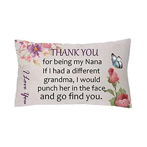 aligarian Nana Cushion Cover Grandma Linen Pillow Case 12x20'' Grandmother Birthday Gift I Love You 18x18inch Pillowcase Thank You Being My Nana Christmas Thanksgiving Home Sofa Couch Decor (12x20'') Cover