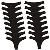 Sunm Boutique Cotton Thongs for Women, No Show Underwear for Women Pack, Sexy Low Rise Ladies Panties (16 Pack, X-Large, Black)