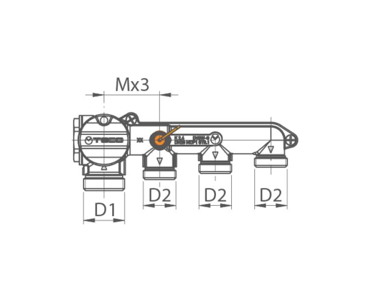 Collettore gas Teco mono intercettazione tre vie K2.4