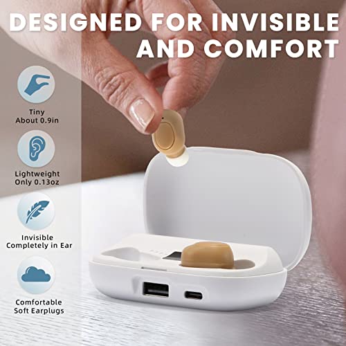Hearing Aids For Seniors Adults- Elecvos Rechargeable Sound Amplifiers With Noise Canceling Psap Otc Invisible Digital Personal Into Ear Amplification Devices With Led Power Display, Gifts For Elderly #TOP2