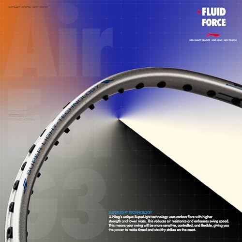 Image of Li-Ning Air Force G3 Badminton Racket with Full Cover | Max Tension : ≤30 lbs | Superlight Technology | Aerotec Beam | Dynamic Frame