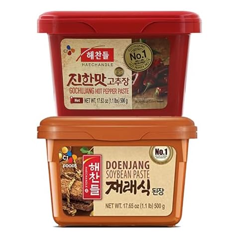 BOX OF LIFE CJ Red Pepper Chilli Paste (Gochujang) 500g & Soybean Paste (Doenjang) 500g Korean Cooking Bundle Set Cover