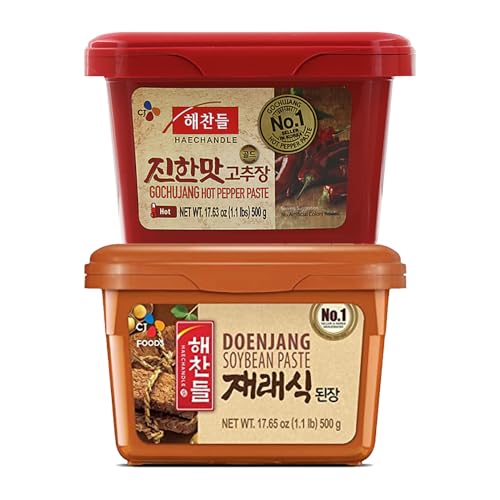 BOX OF LIFE CJ Red Pepper Chilli Paste (Gochujang) 500g & Soybean Paste (Doenjang) 500g Korean...