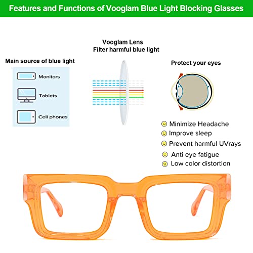 Image of VOOGLAM Rectangle Blue Light Blocking Glasses for Women Men Anti UV Eyestrain Eyewear Cherie