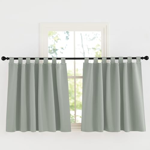 KGORGE Rideau Cuisine Occultants Court, Rideaux Opaque Thermique pour Chambre Enfants/Adultes avec Pattes, Decoration Maison Petite Fenetre, 2 Pièces, L140 x H90 cm,...