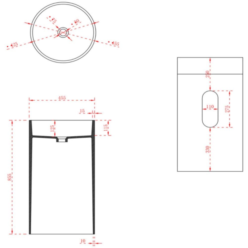 Lavabo Free Standing Klaus Artificial Stone Bianco Opaco Matt (1, Tondo circolare)