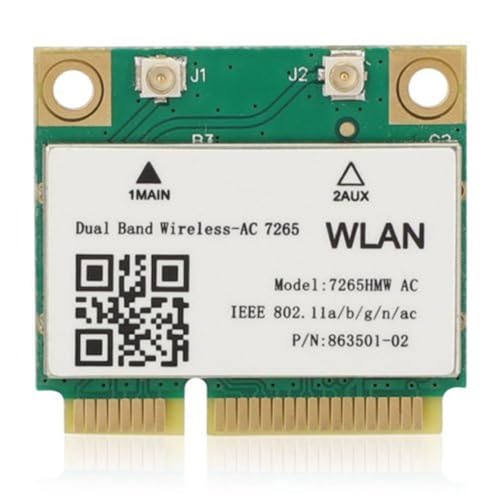Image of Wireless-AC 7265 Half Mini PCIe Network Card | 867 Mbps with Bluetooth 4.0 Support | HMC WLAN Replacement Part 7265.HMWG Wi-Fi Card 7265HMW
