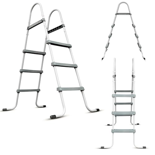 COIL Échelle de piscine stable pour piscines de jardin jusqu'à 107 cm, échelle de piscine en métal, échelle de sécurité avec larges marches, montage...