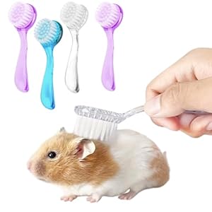 4 Pack Hamster Brush – Small Animal Bath Brush with Lid Soft Cleansing Brush Massage Combs for Hedgehog Guinea Pig Rabbit Chinchilla Ferret Small Animal Grooming Tool Cleaning Supplies-Random Color