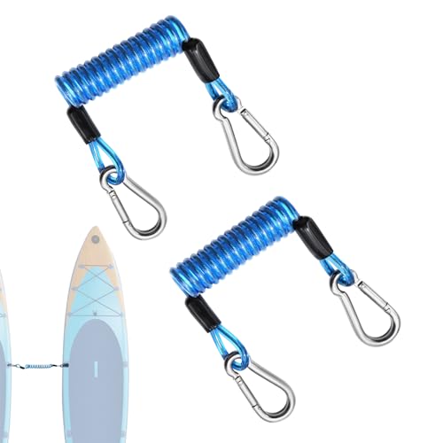 パドルボード ロープ, ヘビーデューティ 仕様 エラスティック コード カラビナー 付き, 2個 カヤック 牽引 ロープ, 海洋 川 釣り キャンプ ボート アウトドア用