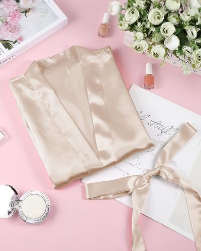 Image of Xtinmee 6 /12 Pcs Women's Long Satin Robes Full Length Sleepwear Silky Bath Robe Kimono Dressing for Wedding Birthday Party