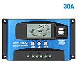 MPPT Solarladeregler, 30A/40A/100A MPPT Solar Laderegler 12V/24V Solar Charge Controller Sonnenkollektor Laderegler Solar Panel Regulator Charge Controller(30A)