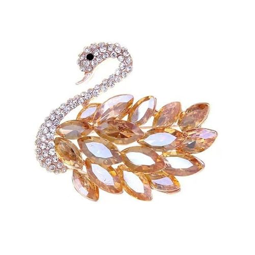 Unique Rhinestones Swan Brooch Shaped Lapel Pin Jewelry for Modern Ladies