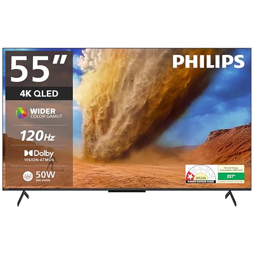 Philips 139 cm (55 inches) 8300 Series 4K Ultra HD Smart QLED Goo...