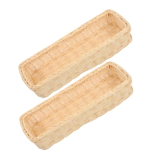 Holibanna 2Piezas Cesta De Mimbre Para Cubiertos Soporte De Utensilios De Cocina Organizador De Almacenamiento Para Cucharas Tenedores y Rústico Para Cajón