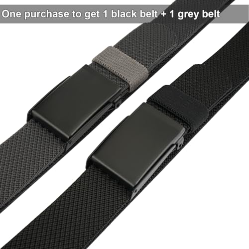 1.3” Men’s Stretch Belt, 2-Pack Flip-top Metal Buckle Golf Belt, Elastic Nylon Web Belt4
