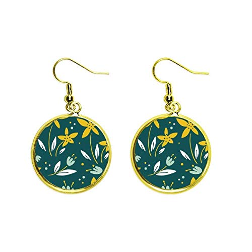 Pendientes de flor verde amarillo ligeros que no dañan las orejas perforadas