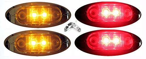 2 Red 2 Amber LED Oval Clearance/Side Marker Light with Chrome Bezel Clear Lens for Truck Trailer 2 Autosmart KL-15114C 2 Red 2 Amber LED Oval Clearance/Side Marker Light with Chrome Bezel Clear Lens for Truck Trailer 2" Autosmart KL-15114C