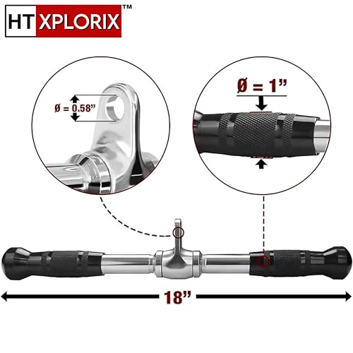 Image of Straight Handle Bar - Heavy-Duty Cable Attachment with Grip for Strength Training for Biceps and Triceps