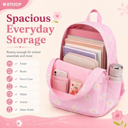 Image of BTOOP School Backpack for Teens Large Cute Bookbag Lightweight 15.6 inch Laptop Bag for Girls Women Casual High School College