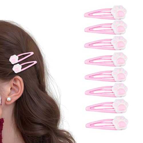 Cat Hair Accessories for Girls Women Paw Print Barrette Small Hairclips for Thin Thick Fine Hair Mini Decorative Barrettes Clips Party Barrettes Ladies Girls Festival Hairclips Pink Barrette Set of 8