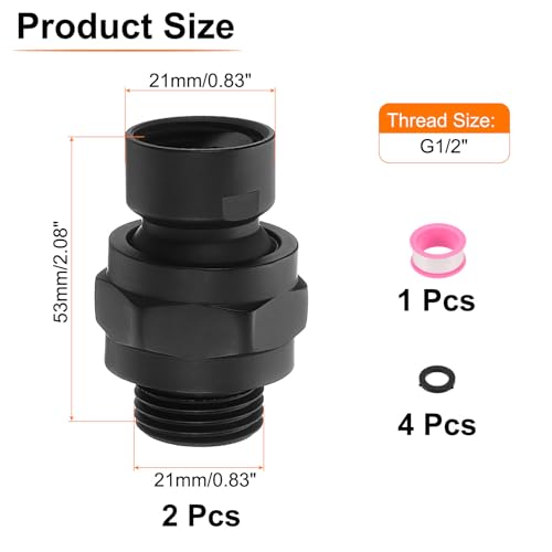 Rotule de douche QUARKZMAN en laiton solide noir, connecteur haut de gamme durable - 3