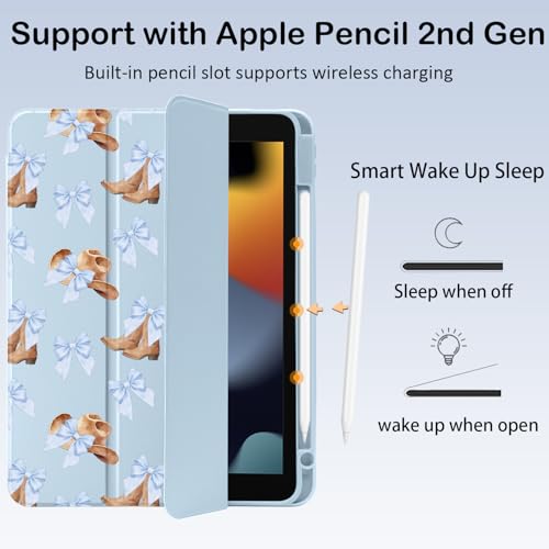 Étui iPad 10.2 avec porte-crayon pour générations 7 8 9 coque acrylique bleu - 3