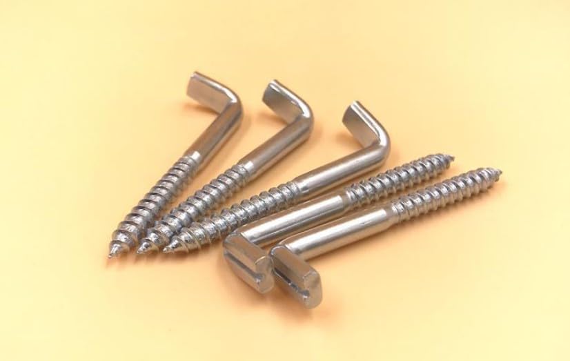 Tinsellns Ganchos de Alcayatas Pared Rosca, 30PCS Ganchos en Forma de L, 5,8 x 65 mm Rosca Recta, Alta Capacidad de Carga, Acesorios de Fijación para Puertas y Ventanas